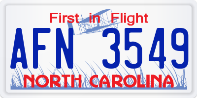 NC license plate AFN3549