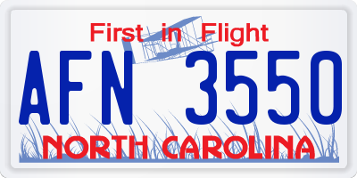 NC license plate AFN3550