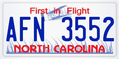 NC license plate AFN3552
