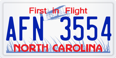NC license plate AFN3554