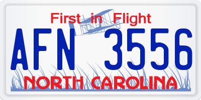 NC license plate AFN3556