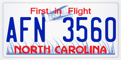 NC license plate AFN3560