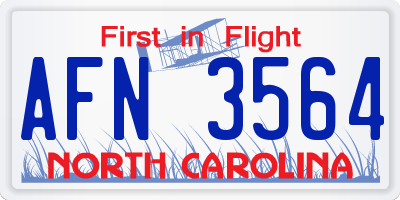 NC license plate AFN3564