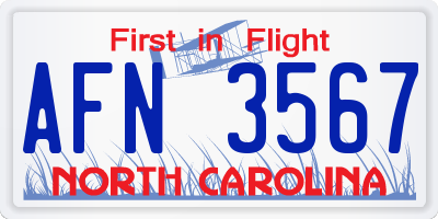 NC license plate AFN3567