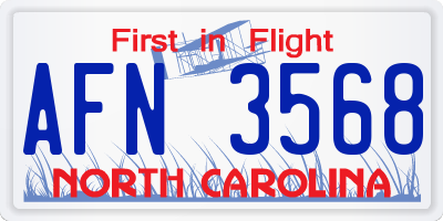 NC license plate AFN3568