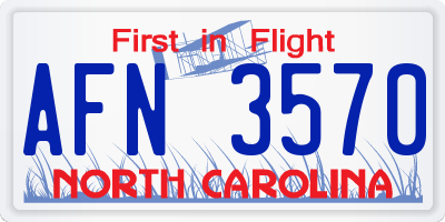 NC license plate AFN3570