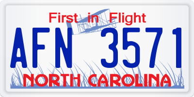 NC license plate AFN3571