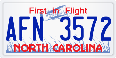NC license plate AFN3572