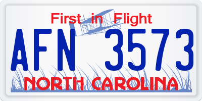 NC license plate AFN3573