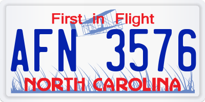 NC license plate AFN3576