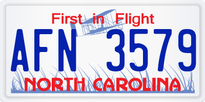 NC license plate AFN3579