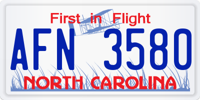 NC license plate AFN3580