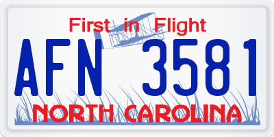 NC license plate AFN3581