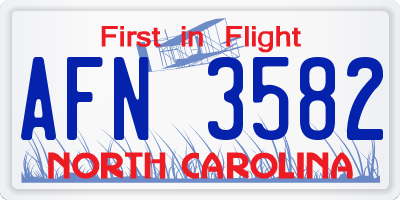 NC license plate AFN3582