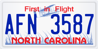 NC license plate AFN3587