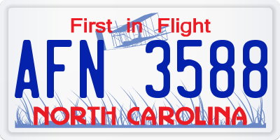 NC license plate AFN3588