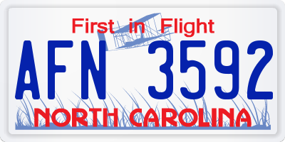 NC license plate AFN3592