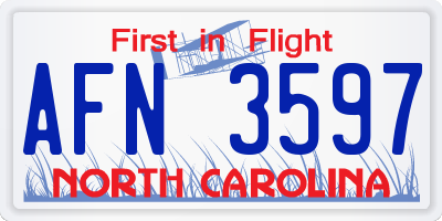 NC license plate AFN3597