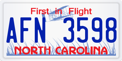 NC license plate AFN3598