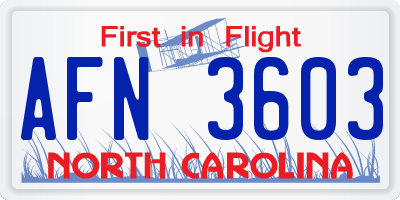 NC license plate AFN3603