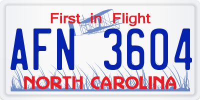 NC license plate AFN3604