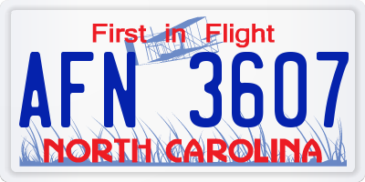 NC license plate AFN3607