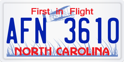 NC license plate AFN3610