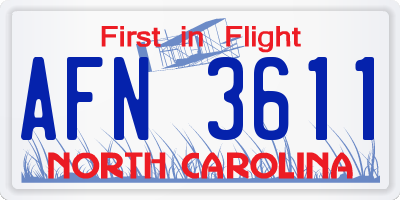 NC license plate AFN3611