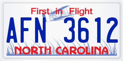 NC license plate AFN3612