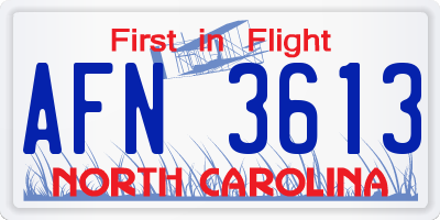 NC license plate AFN3613