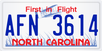 NC license plate AFN3614
