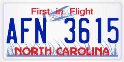 NC license plate AFN3615