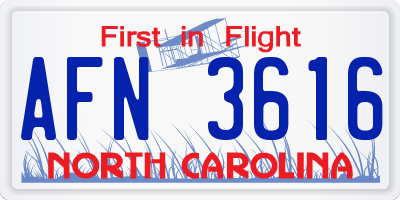 NC license plate AFN3616