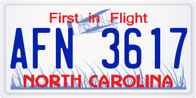 NC license plate AFN3617