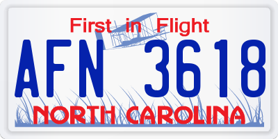 NC license plate AFN3618