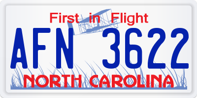 NC license plate AFN3622