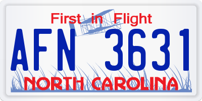 NC license plate AFN3631