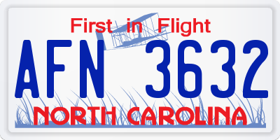 NC license plate AFN3632