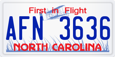 NC license plate AFN3636