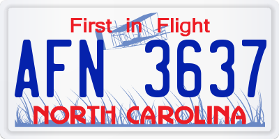 NC license plate AFN3637