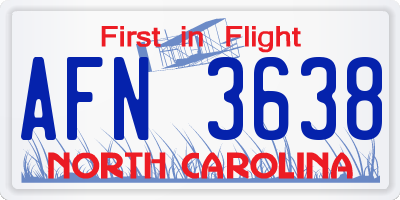 NC license plate AFN3638