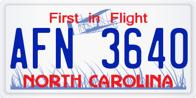 NC license plate AFN3640