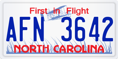 NC license plate AFN3642