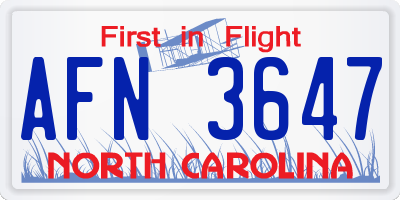 NC license plate AFN3647