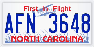NC license plate AFN3648