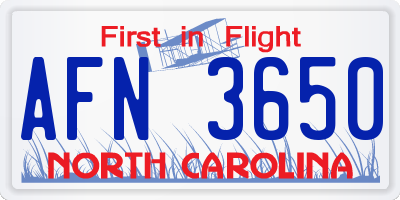 NC license plate AFN3650