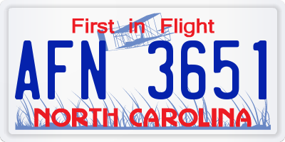 NC license plate AFN3651