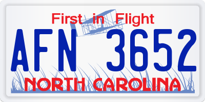 NC license plate AFN3652