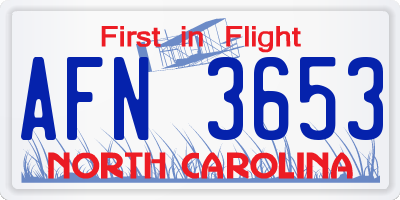 NC license plate AFN3653