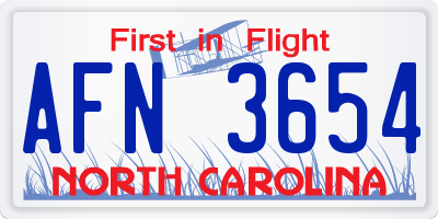 NC license plate AFN3654